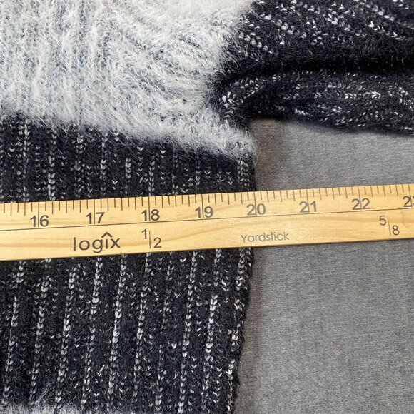 INC Striped Knit Striped Fuzzy Sweater Black & White Cotton Blend Womens size M - Picture 10 of 10